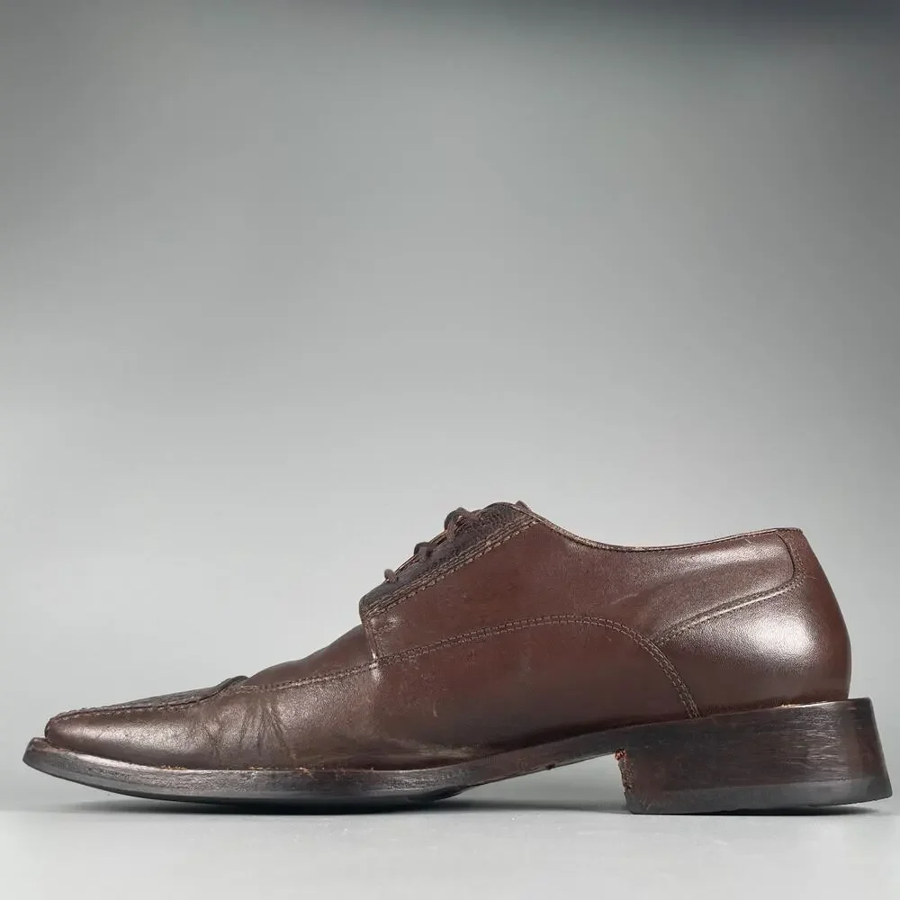David Eden Joes Men's Size 9.5 Brown Croc Leather Lace Up Dress Shoes Casual GUC